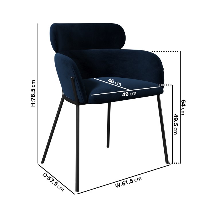 Navy Velvet Curved Accent Chair - Isla