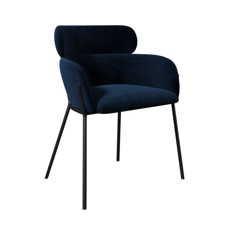 Navy Velvet Curved Accent Chair - Isla