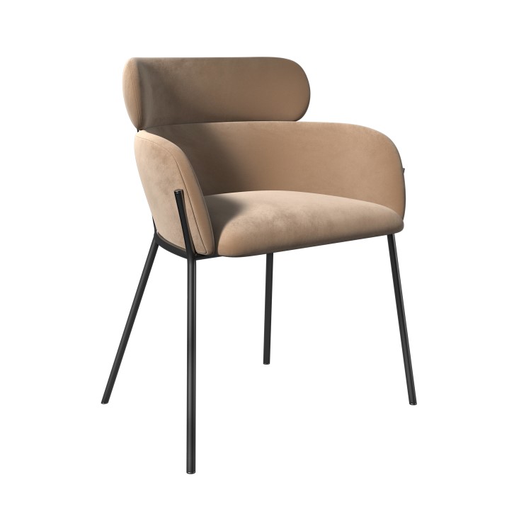 ALMOST PERFECT - Beige Velvet Curved Dining Chair - Isla