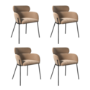 Set of 4 Beige Velvet Curved Dining Chairs- Isla