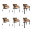 BUN/ISL002A/98414 Set of 6 Beige Velvet Curved Dining Chairs - Isla