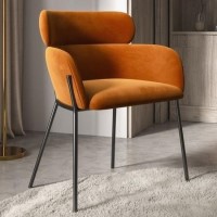 Orange Velvet Curved Accent Chair - Isla