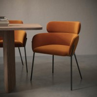Set of 2 Orange Velvet Dining Chairs - Isla