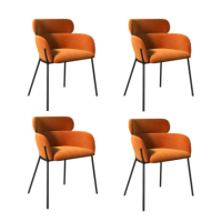 Set of 4 Rust Velvet Curved Dining Chairs- Isla