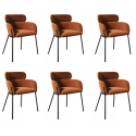 BUN/ISL003A/98423 Set of 6 Burnt Orange Velvet Curved Dining Chairs - Isla