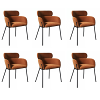 Set of 6 Burnt Orange Velvet Curved Dining Chairs - Isla