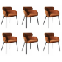 Set of 6 Burnt Orange Velvet Curved Dining Chairs - Isla