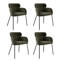 BUN/ISL004 /93146 Set of 4 Khaki Green Velvet Dining Chairs - Isla