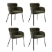 Set of 4 Green Velvet Curved Dining Chairs - Isla