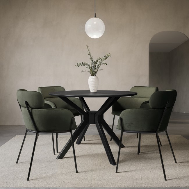 Set of 4 Khaki Green Velvet Dining Chairs - Isla