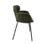 Set of 2 Green Velvet Curved Dining chairs - Isla