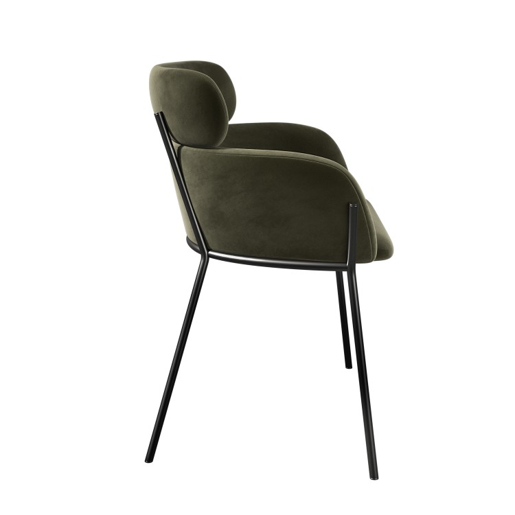 Set of 2 Green Velvet Curved Dining chairs - Isla