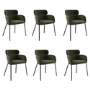 Set of 6 Green Velvet Curved Dining Chairs - Isla