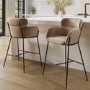 Beige Velvet Curved Kitchen Stools - Set of 2 - Isla