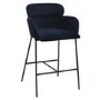 Set of 2 Navy Velvet Curved Kitchen Stools - Isla