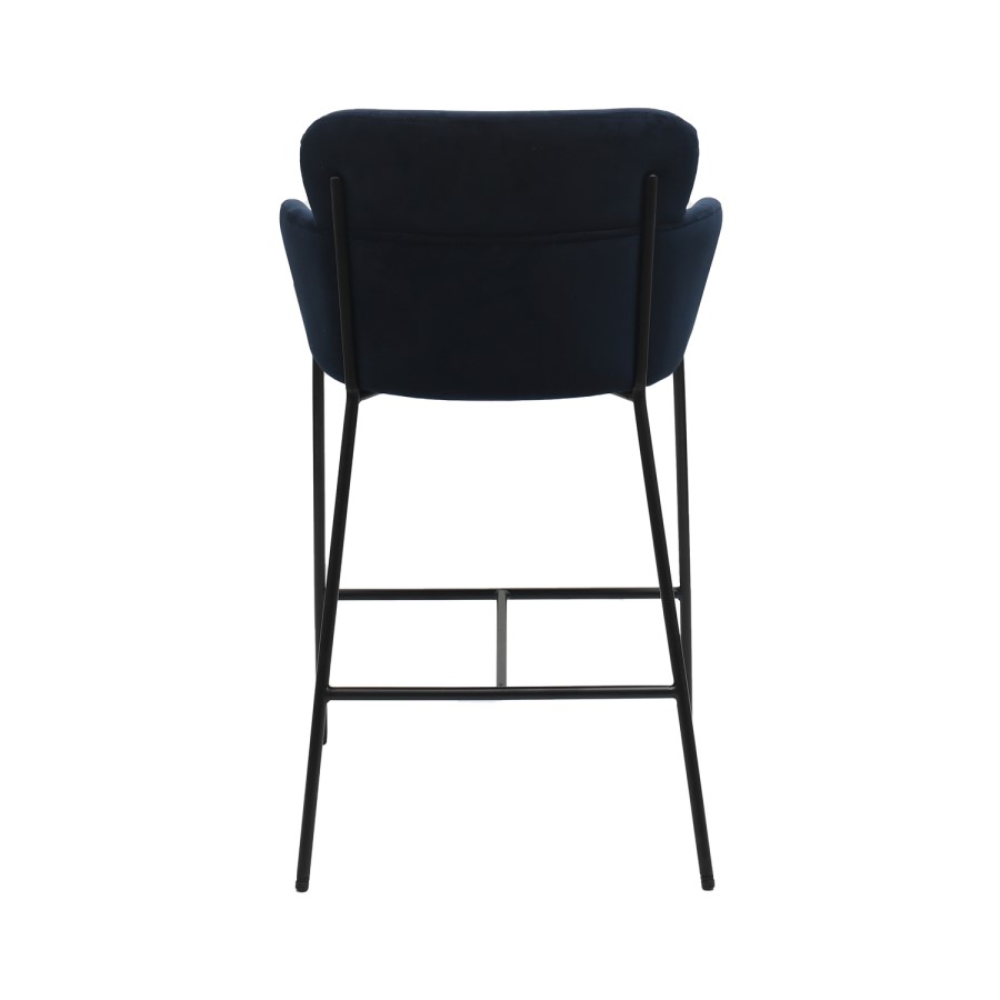 Set of 2 Navy Velvet Curved Kitchen Stools - Isla