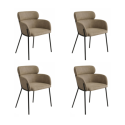 BUN/ISL007/93486 Set of 4 Beige Faux Leather Curved Dining Chairs - Isla
