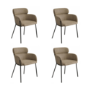 Set of 4 Beige Faux Leather Curved Dining Chairs - Isla