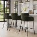 Set of 3 Green Velvet Curved Kitchen Stools with Back - Isla