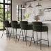 Set of 4 Green Velvet Curved Kitchen Stools with Back - Isla