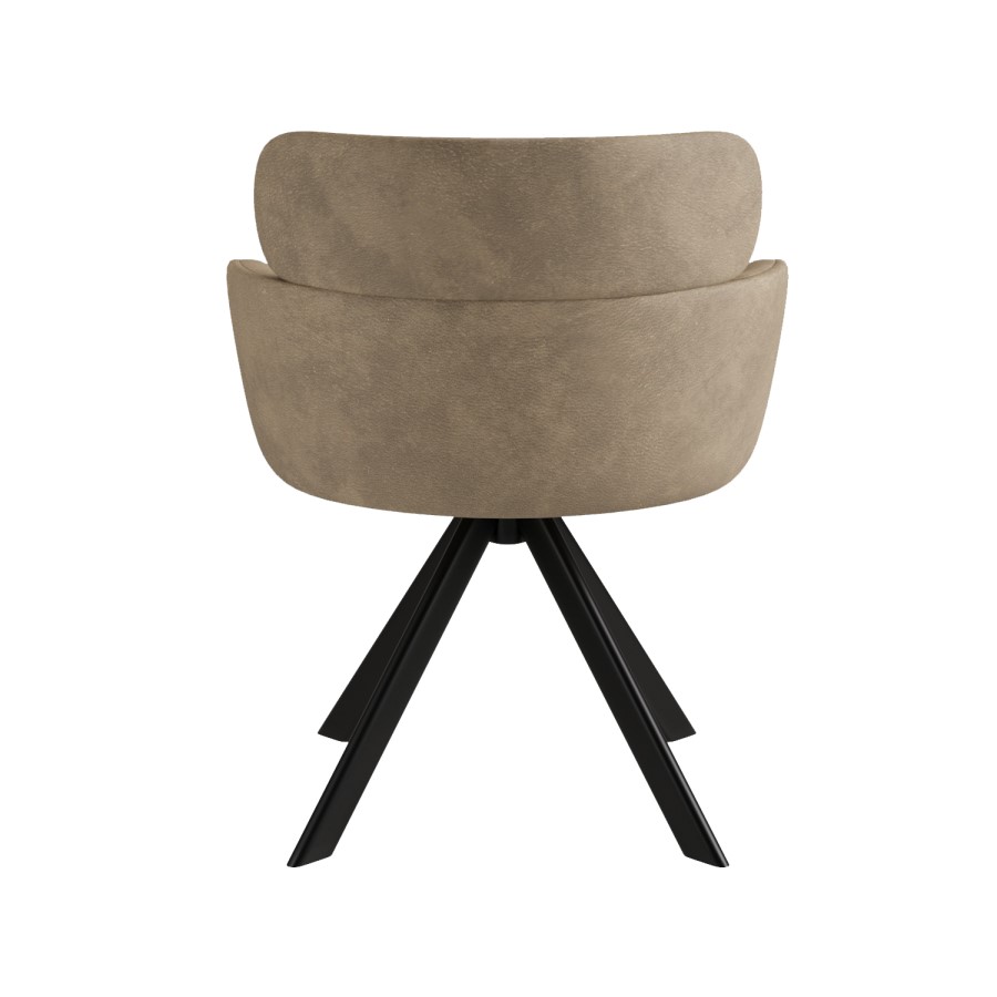 Set of 4 Beige Faux Leather Curved Swivel Dining Chairs - Isla