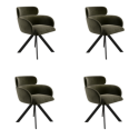 BUN/ISL013/99049 Set of 4 Green Velvet Curved Swivel Dining Chairs - Isla