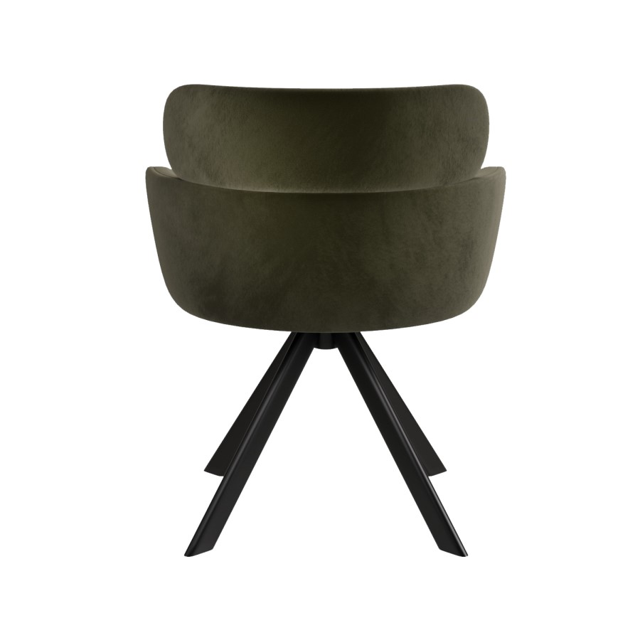 Set of 2 Green Velvet Curved Swivel Dining Chairs - Isla