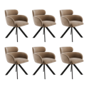 BUN/ISL015/99054 Set of 6 Beige Velvet Curved Swivel Dining Chairs - Isla