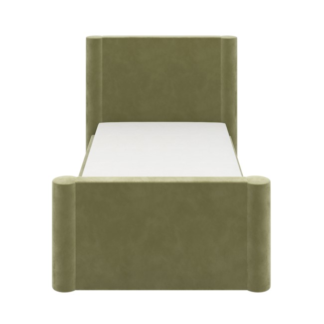 Green Velvet Single Bed Frame with Storage Drawer - Isadora