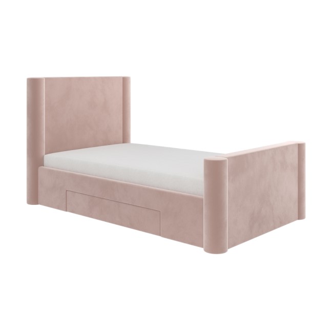 Pink Velvet Single Bed Frame with Storage Drawer - Isadora