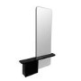 Slim & Narrow Black Oak Floating Console Table with Mirror & Storage - Izzi
