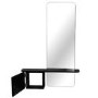 Slim & Narrow Black Oak Floating Console Table with Mirror & Storage - Izzi