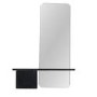 Slim & Narrow Black Oak Floating Console Table with Mirror & Storage - Izzi