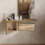Oak Full Length Wall Mirror with Storage - Izzi