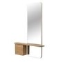 Slim & Narrow Oak Floating Console Table with Mirror & Storage - Izzi