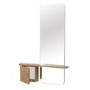 Slim & Narrow Oak Floating Console Table with Mirror & Storage - Izzi