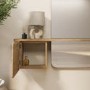 Slim & Narrow Oak Floating Console Table with Mirror & Storage - Izzi