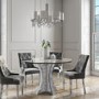 Jade Boutique Round Mirrored Dining Table with 4 Chairs in Grey Velvet