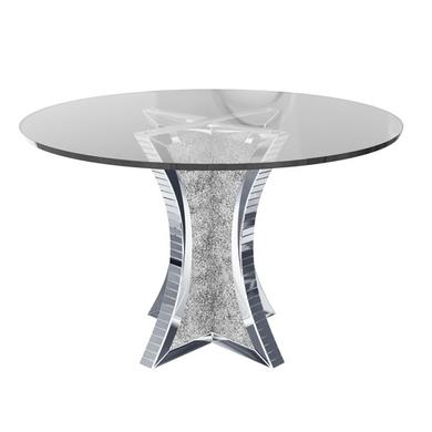 Jade Boutique Round Mirrored Dining Table with 4 Chairs in Grey Velvet