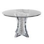 Jade Boutique Round Mirrored Dining Table with 4 Chairs in Grey Velvet