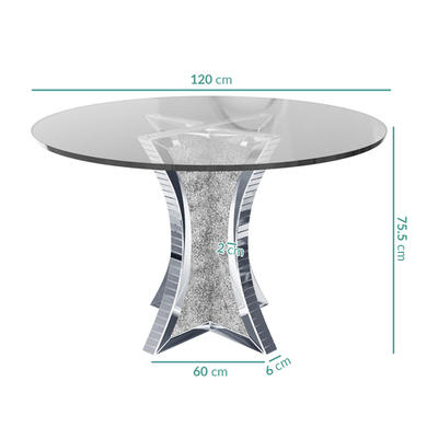 Jade Boutique Round Mirrored Dining Table with 4 Chairs in Grey Velvet