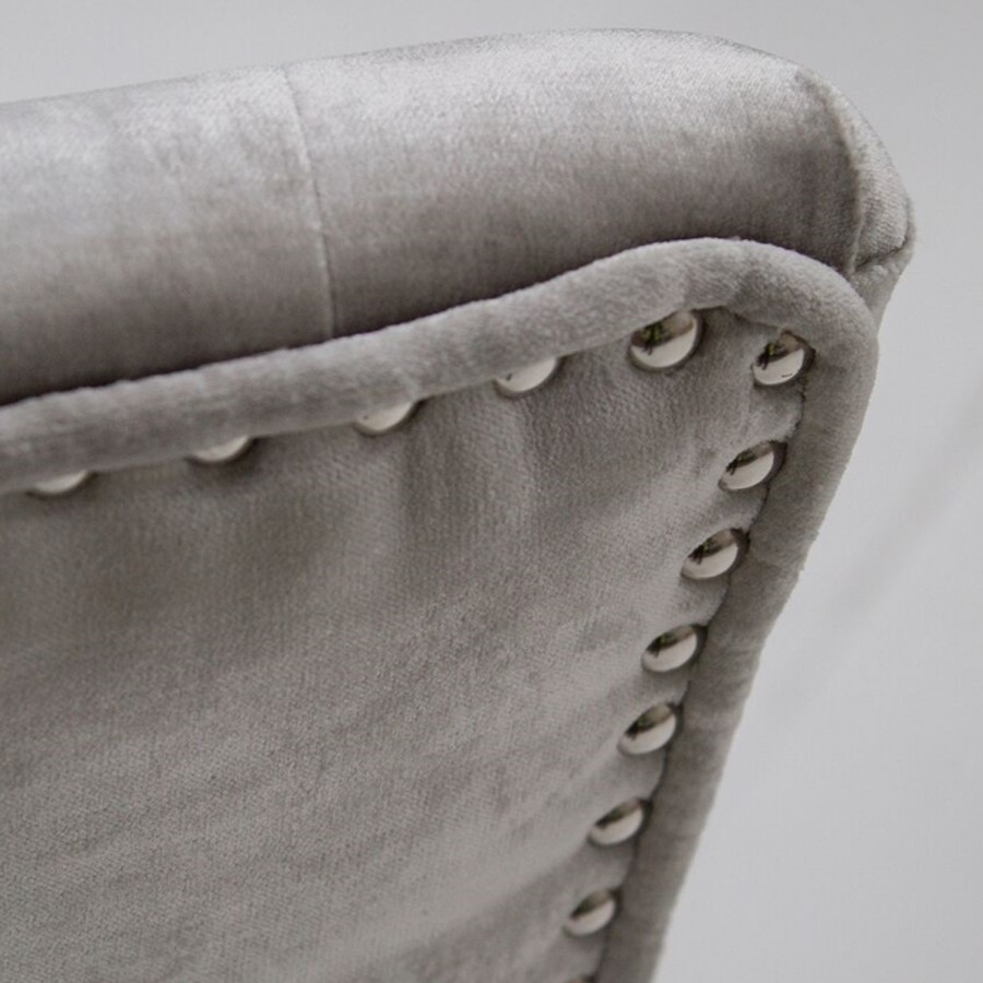 GRADE A1 - Pair of Grey Velvet Dining Chairs with Silver Knocker - Vida Living