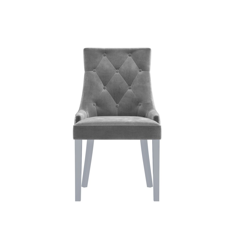 Jade Boutique Round Mirrored Dining Table with 4 Chairs in Grey Velvet
