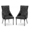 Pair of Dark Grey Velvet Dining Chairs with Knockerback - Vida Living Belvedere