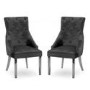 Jade Boutique Round Mirrored Dining Table with 4 Chairs in Charcoal Velvet