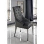 Jade Boutique Round Mirrored Dining Table with 4 Chairs in Charcoal Velvet