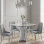 Round Mirrored Dining Table & 4 Chairs in Grey Velvet - Jade Boutique