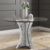 Round Mirrored Dining Table &amp; 4 Chairs in Grey Velvet - Jade Boutique