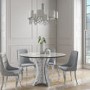 Round Mirrored Dining Table & 4 Chairs in Grey Velvet - Jade Boutique