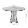 Round Mirrored Glass Top Dining Table with 4 Dining Chairs in Grey Velvet